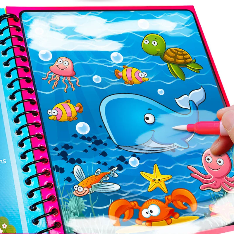 Libro d'acqua magico per bambini Disegno Montessori Libri da colorare riutilizzabili per bambini Apprendimento educativo Pittura Giocattoli Giocattoli per bambini