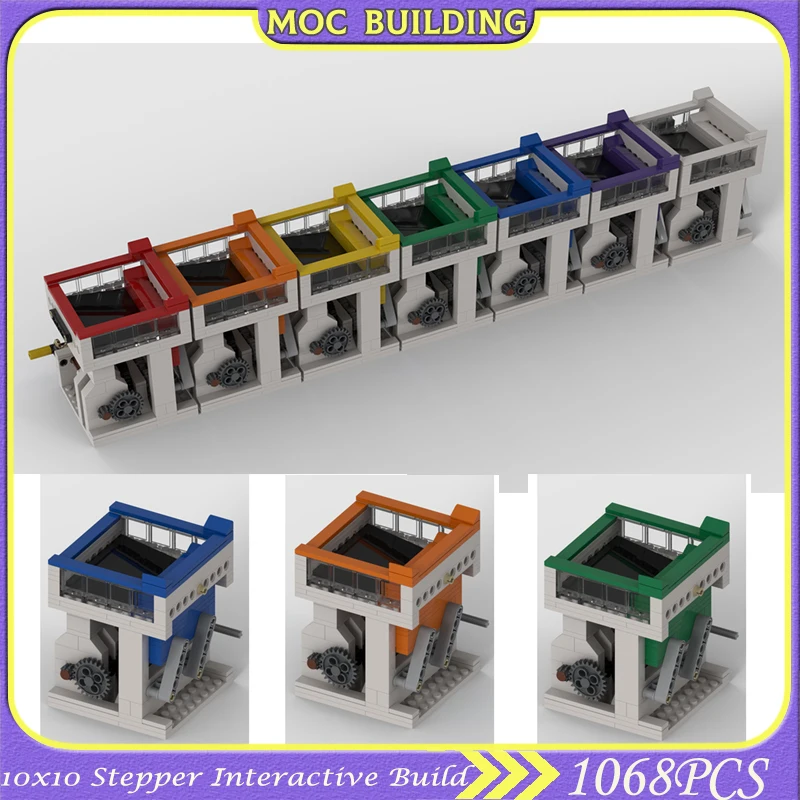 High-tech Creative 10x10 Stepper Interactive Build with Shared Power GBC MOC Building Blocks Technolgy Assembly Bricks Toy Gifts