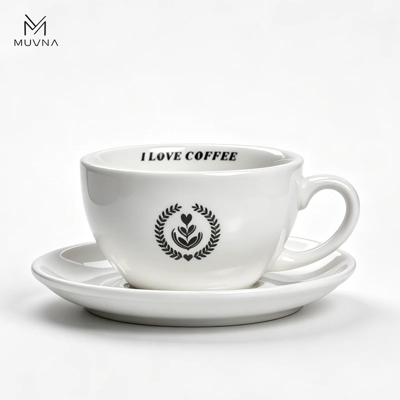 Ensemble de tasses et soucoupes à thé et expresso MUVNA 220/280 ml, mugs à café en céramique, mugs à cappuccino, latte art, accessoires pour barista à domicile