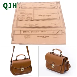 QJH One Shoulder Crossbody Lock Bag Saddle Bag Acrylic/Kraft Paper Template Handmade Leather Goods DIY Design Pattern Drawings