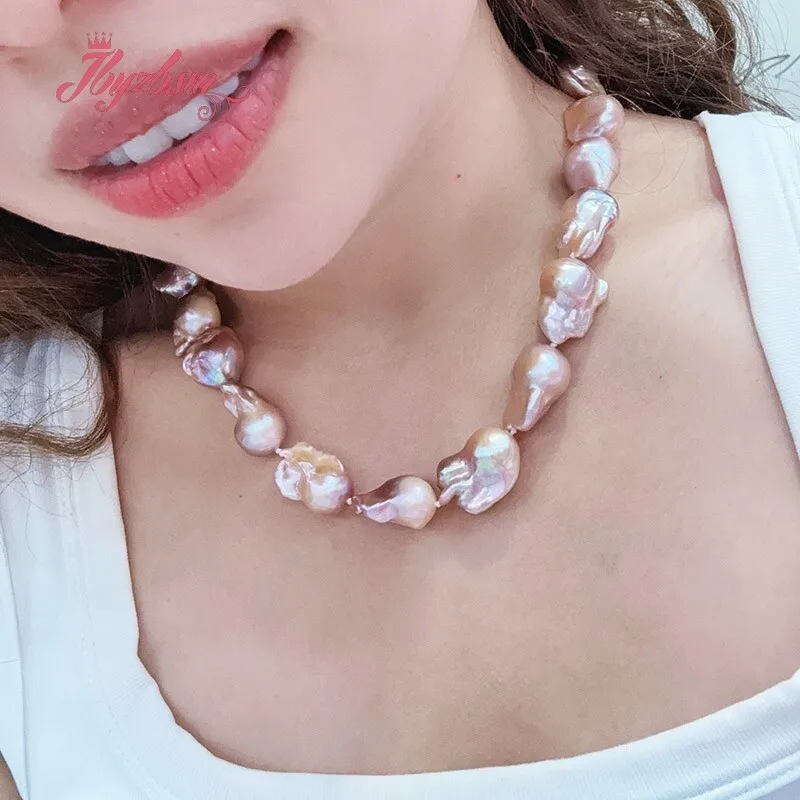 8x12-10x15mm Natural Purple Keshi Edsion Freshwater Pearl Freeform Stone Beads Fashion Style Jewelry Pearl Necklace 15.5 Inches