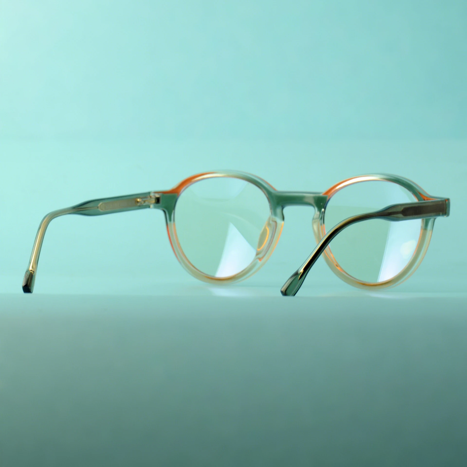 نظارات FYTOO الفنية المرحة باللون البرتقالي والأخضر المستديرة بألوان متوازنة ومتعددة الاستخدامات، خفيفة الوزن ومريحة للجنسين، تعزز طاقة الزي #3