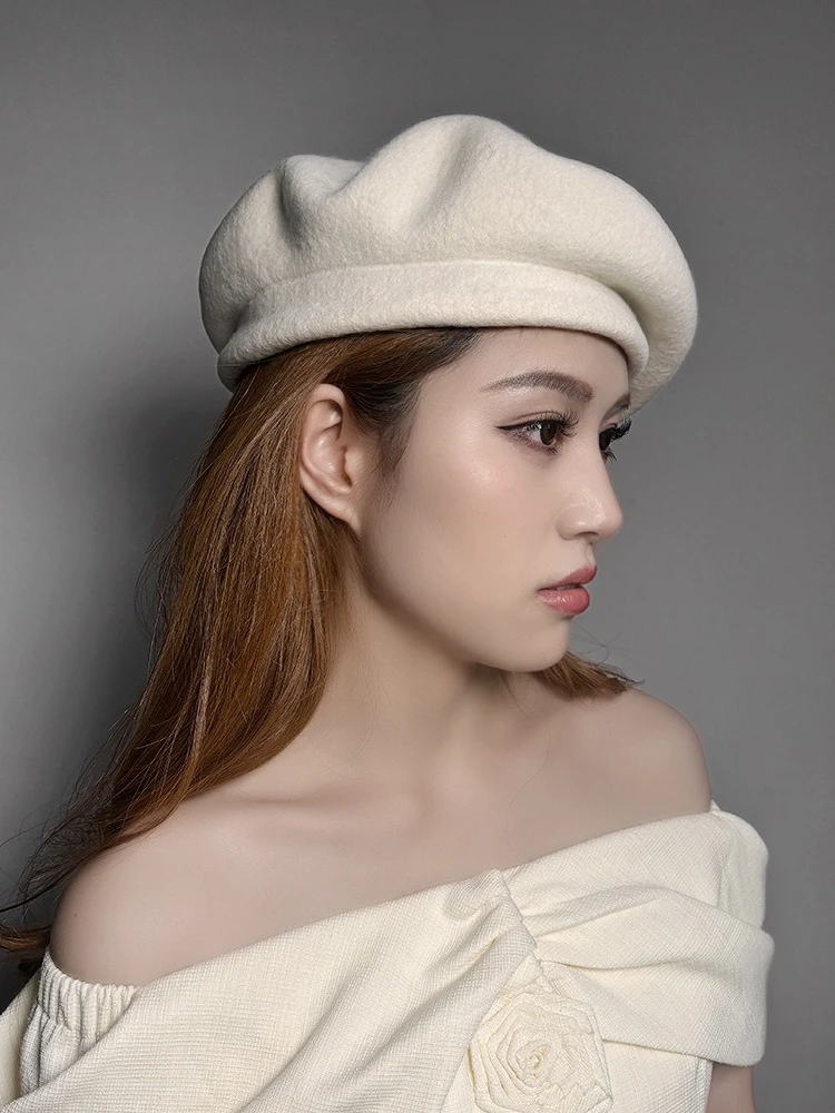 USPOP Autumn Winter Women’s Wool Beret Fashion Casual Warm Deep-Brim Hat with Adjustable Sweatband, 23 Colors Available
