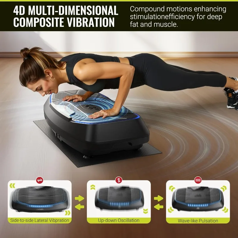 لوحة اهتزاز 4D سعة 500 رطل، تذبذب، خطي، آلة تمرين لوحة اهتزاز النبض، محركات ثلاثية Vibr
