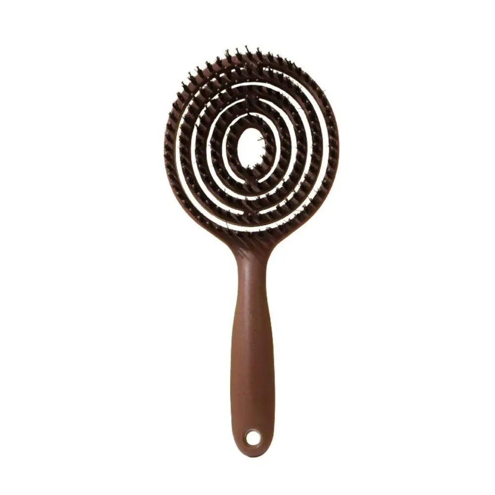 New Round Boar Bristle Hairbrush Detangling Hollow Detangling Hairbrush Massage Wet Hair Comb Hair Care