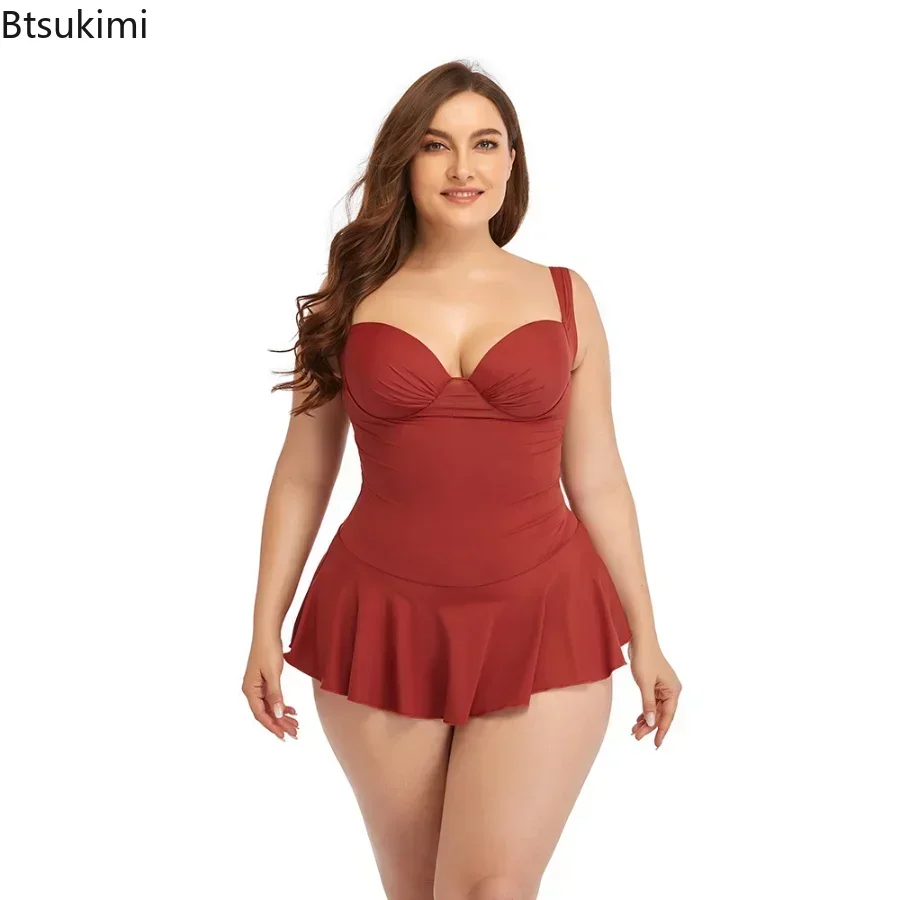 New 2026 Women's Summer Swimwear One Piece Slim Fit Swimsuit for Fat Ladies Oversized Beach Outfits Women Bikini Sets Big Size