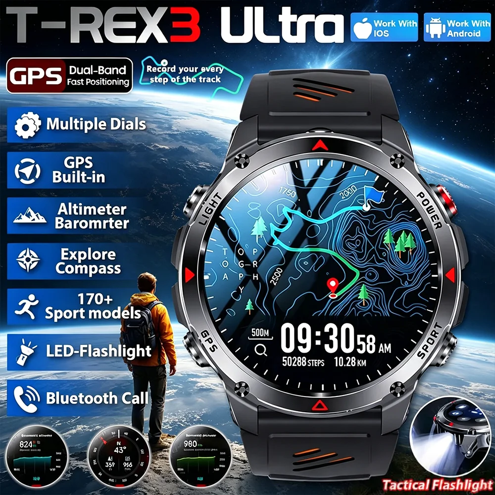 

Новые смарт-часы 2026 года с GPS-навигацией для мужчин и женщин, AMOLED-экран, водонепроницаемость 3ATM, спортивные смарт-часы с компасом, NFC, Bluetooth-вызовами