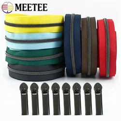 2/5/10M Meetee 5# Nylon Zipper Tape & Zippers Sliders GunBlack Tooth Coil Zip Bag Clothes Decor Zips Repair Sewing Accessories