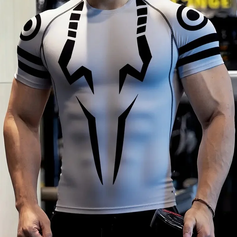 

Spring Summer 2025 Men's 3D Graphic Compression Fitness Shirt Sports Sweat Absorbing T-Shirt Crew Neck Short Sleeve Sports Vest