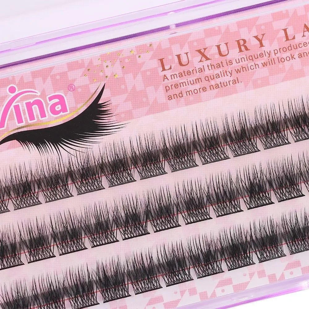 42 クラスター/ボックス太字定義つけまつげボリュームのあるまつげ効果結び目/結び目なしフェイクミンクヘア手作りナチュラルロング