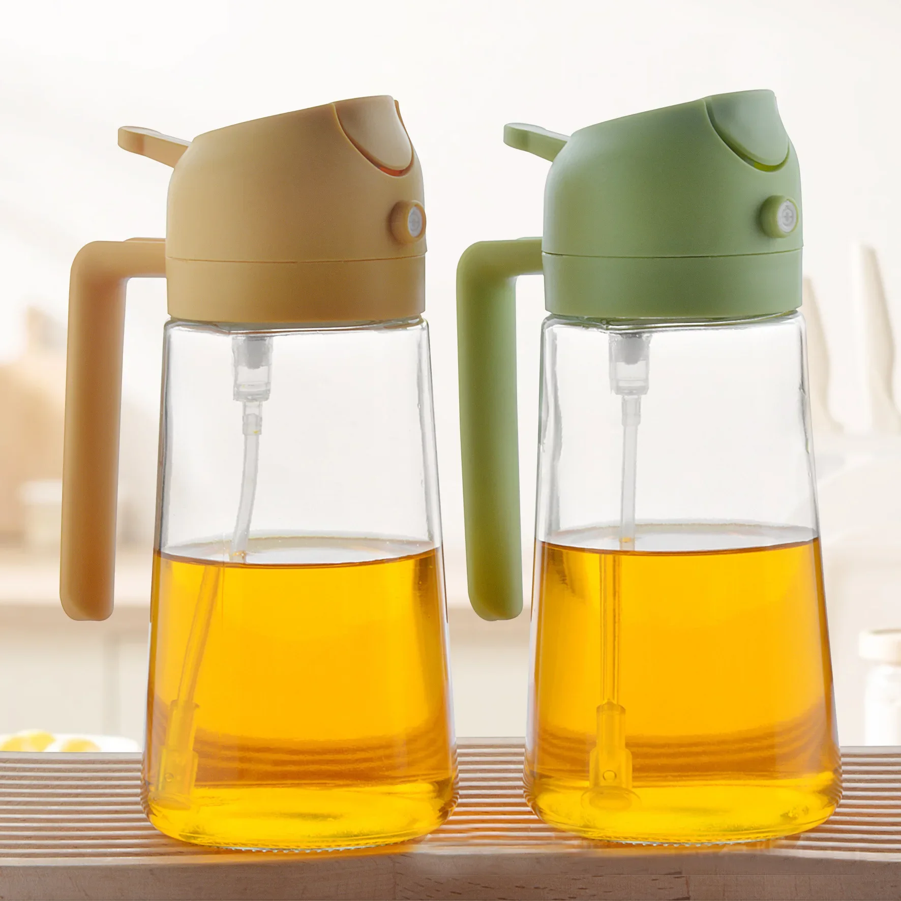 

600ml Olive Oil Dispenser Bottle 2in1 Glass Oil Sprayer for Cooking Oil Spray Tank BBQ Baking Picnic Kitchen Tools for Home