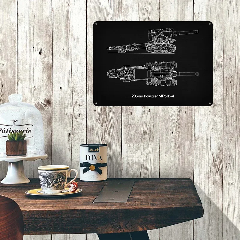 203 مللي متر هاوتزر M1931 B4 ملصق مخصص جدار الفن خمر علامات معدنية ريترو القصدير اللوحة للرجل كهف الديكور غرفة المعيشة