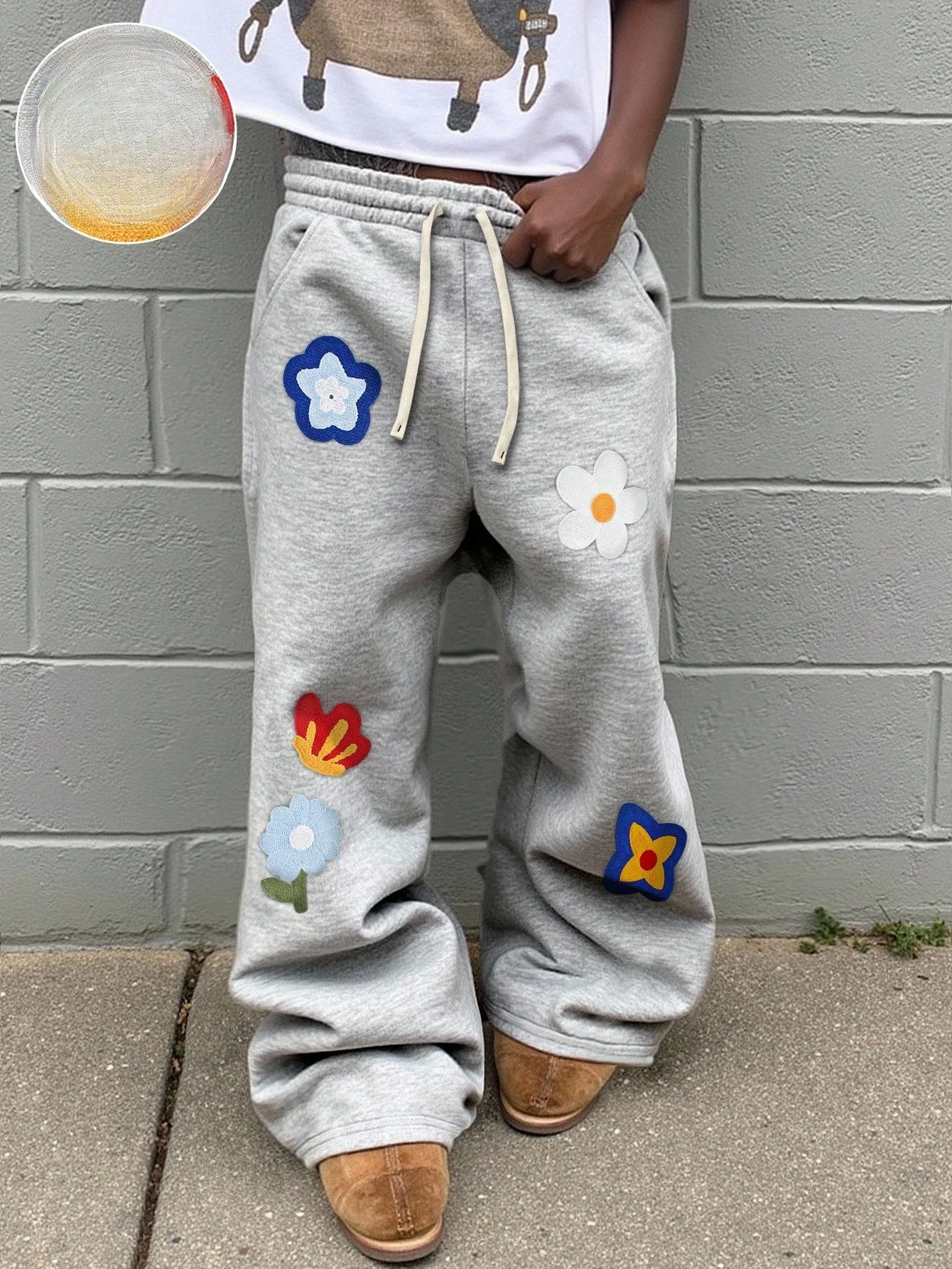 Pantalones Deportivos de Pierna Recta con Estampado Floral para Hombre, Corte Holgado, Cómodos y Casuales, Versátiles, Estilo Urbano, Talla Grande, Y2K