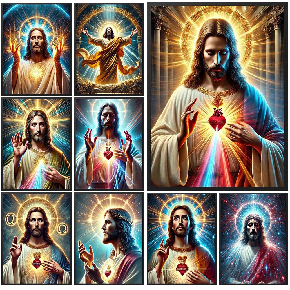 

Jesus Nimbus Christianity Sacred Heart Religion Poster Wall Pictures For Church Room Decor Wall Art Canvas Painting Unframed