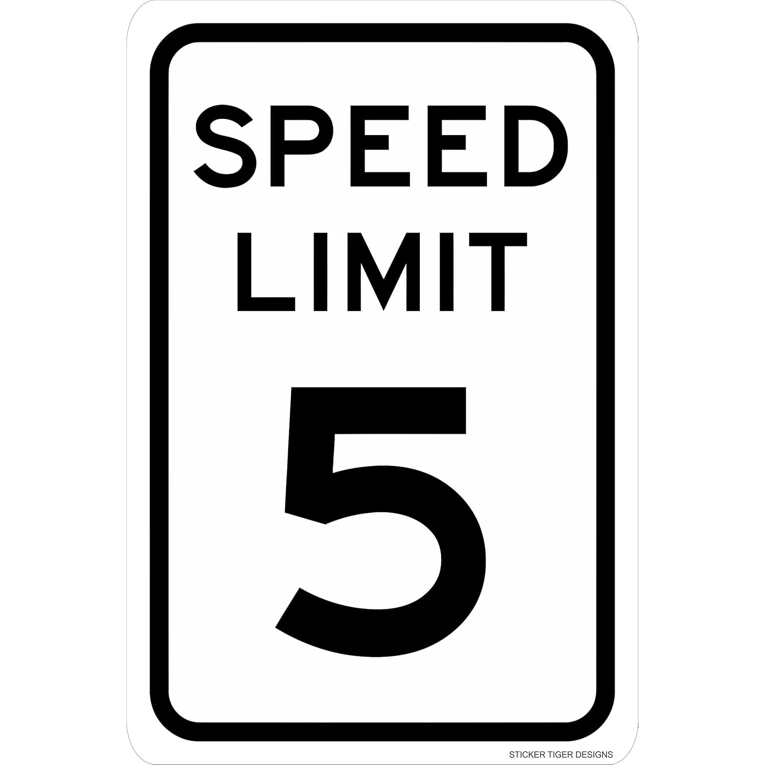 2D Flat 5 MPH Speed Limit Metal Sign, Black on White, Weather-Resistant Outdoor Traffic Control Sign for Driveway, 8x12 Inch