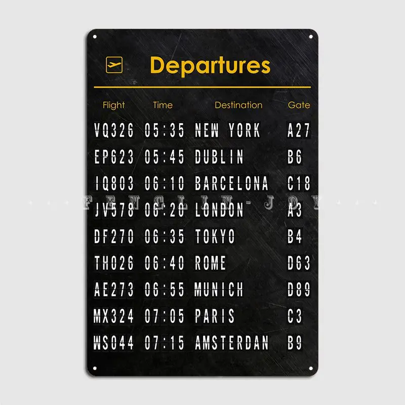 Departures Metal Plaque Poster Club Home Personalized Living Room Painting Décor Tin Sign Poster