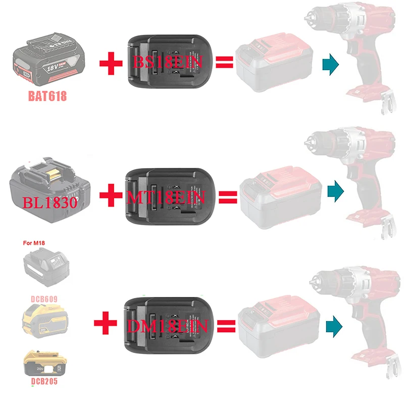 Conversor do Adaptador para Makita Dewalt Milwaukee Bosch Bateria do Li-íon Ferramenta de Lítio Bosch Mt18ein Bs18ein Dm18ein Bs18ein