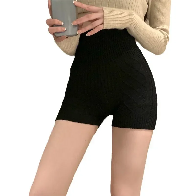 Sweet Hot Girl New Style Anti-exposure Knit Safety Pants Inner Warm Abdomen Lifting Seamless Base Cropped Shorts Fashion Slim
