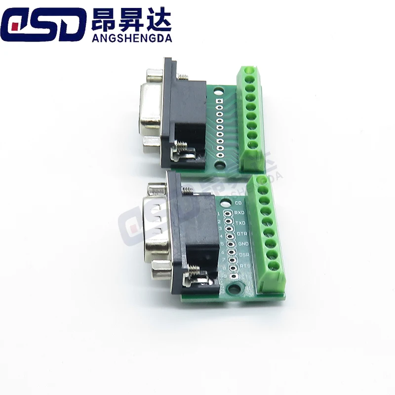 DB9 Male Female Adapter Signals Terminal Module RS232 RS485 Serial To Terminal 9-Pin 9-Hole Connector