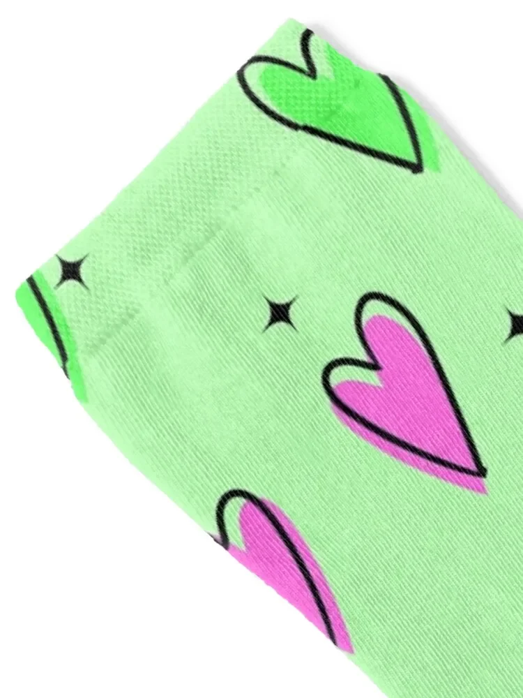 Green Purple Love Hearts Pattern Background Socks Toe sports new in's short Socks Men's Women's