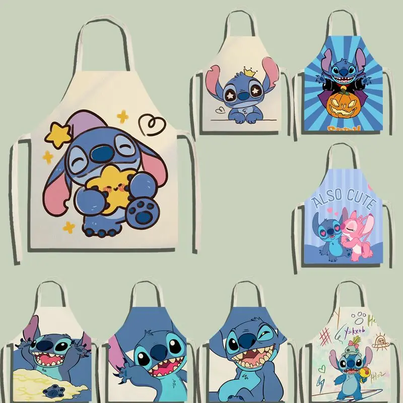 

Kawaii Stitch Apron Cartoon Star Baby Apron Children's Catering Restaurant Kitchen Anti-fouling Waist Household Cleaning Tool