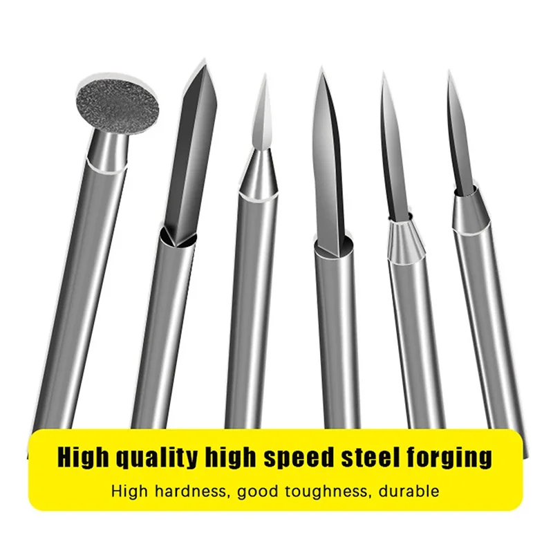 Juego de brocas para tallar madera, accesorios de taladro de grabado eléctrico, herramienta de molienda para manualidades de madera, 6 uds.