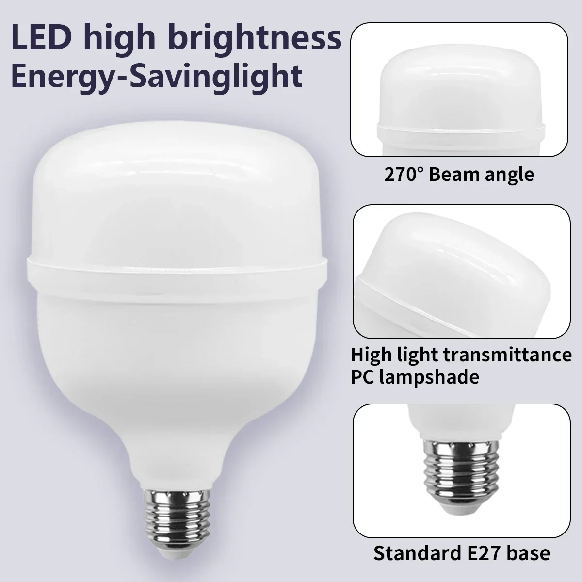 가정용 대형 LED 전구, E27 50W, 40W, 30W, 20W 전구, AC 100V-240V, 따뜻한 흰색, 2700K, 내추럴 화이트, 4000K, 2-5 개