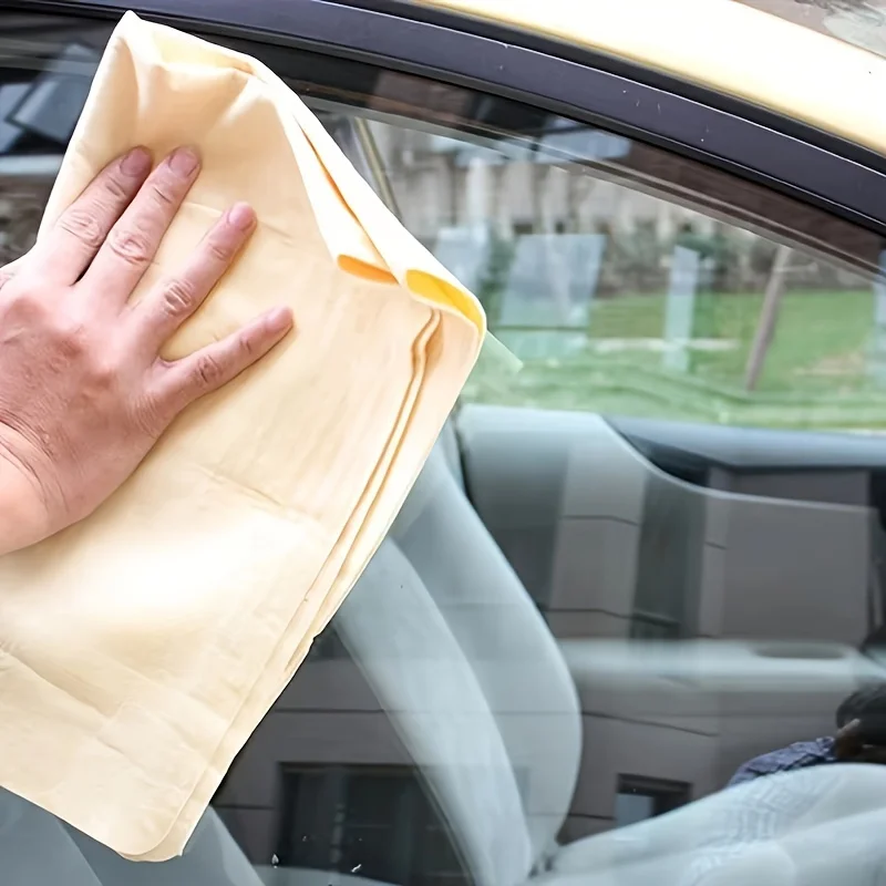 40x60CM Natural Deerskin Leather Clean Cloth Car Washing Care Quick Dry Cleaning Towel Super Absorbent Glass Drying Rags image 4