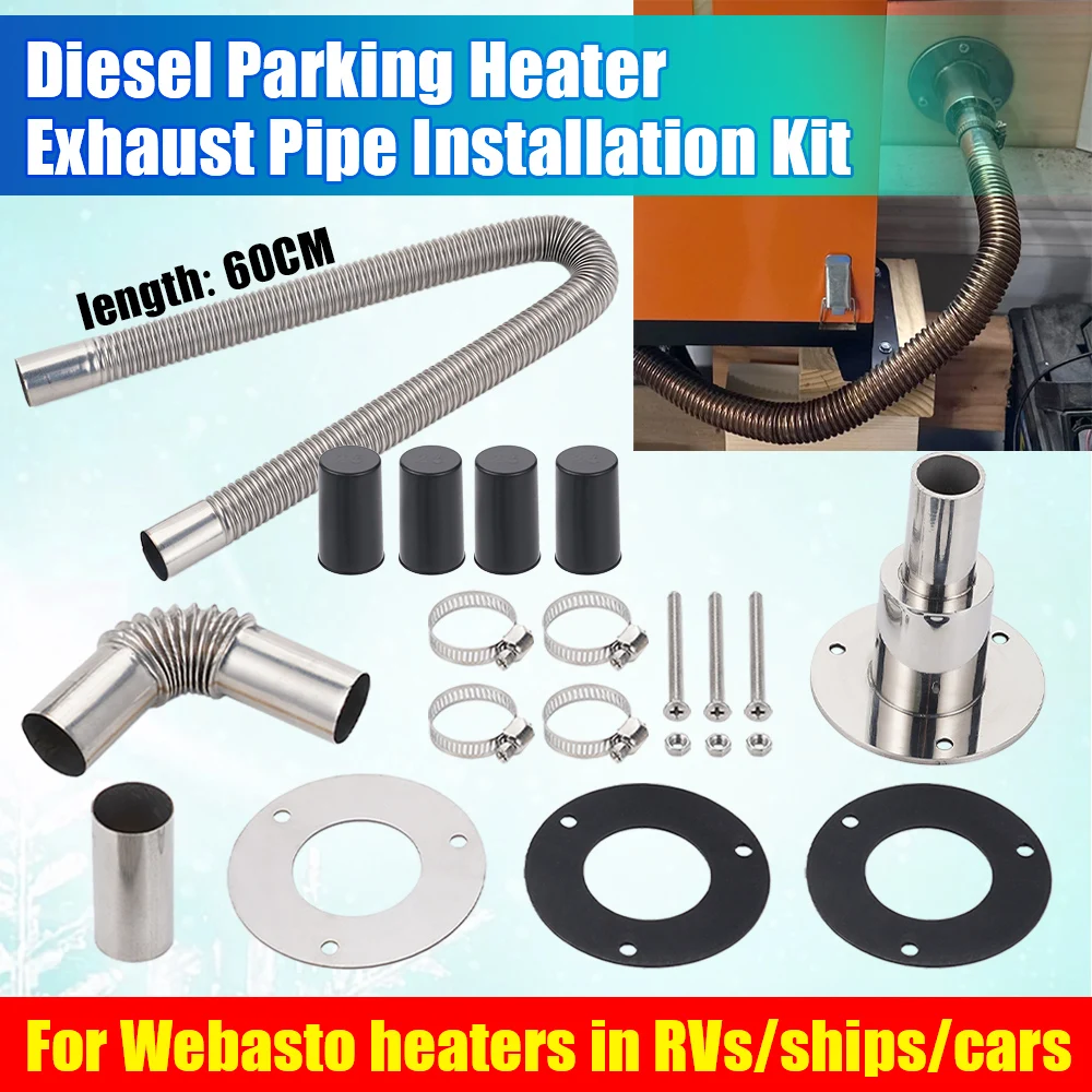 

24MM Exhaust Pipe Connector Set Stainlessl Straightbend/Bend Parking Heater Accessories For 2-8KW Parking Heaters Home Pipeline