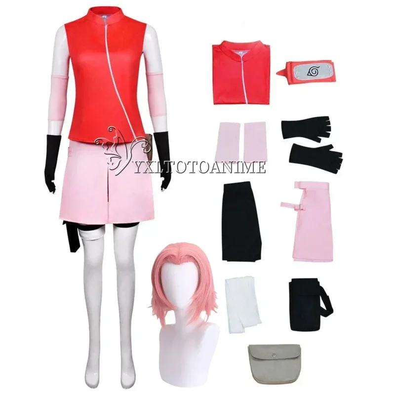 

25COSHaruno Sakura косплей Shippuden аниме костюм парик для женщин и девочек юбка наряд унисекс ниндзя мультфильм Хэллоуин карнавальный костюм