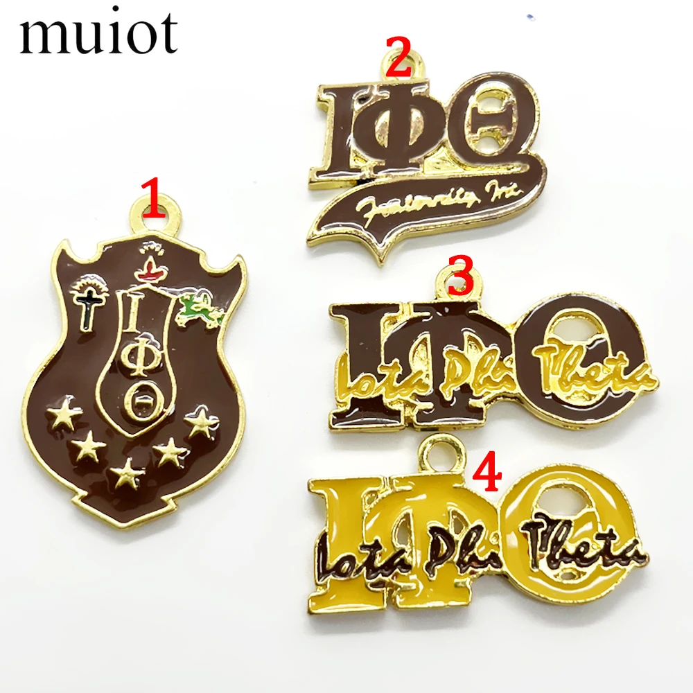 Personalized Metal Plated Fraternity Society IOTA PHI THETA Letter Logo Enamel Charms Pendant