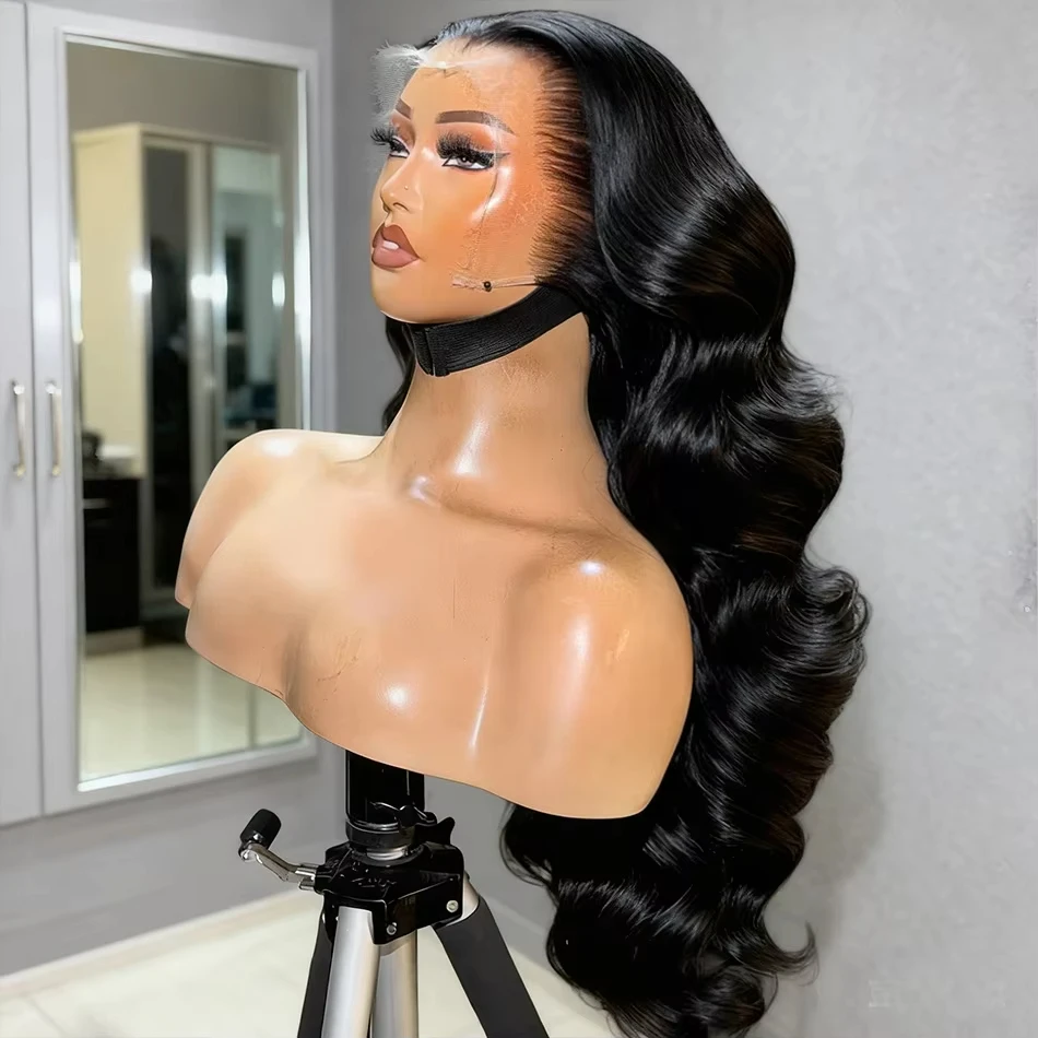 

200 Плотность Черный Объемная Волна 13x6 HD Прозрачный Парик Фронта Шнурка Человеческие Волосы 30 38 дюймов Бесклеевые 13x4 Волнистые Парики Фронта Шнурка