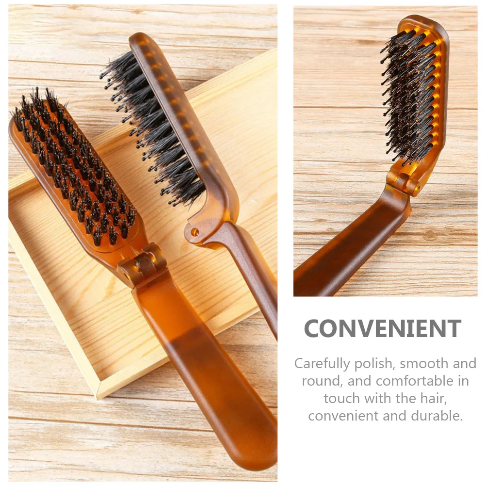

2 Pcs Hair Brush Travel Boar Bristle Comb Multi-function Pocket Plastic Men and Women