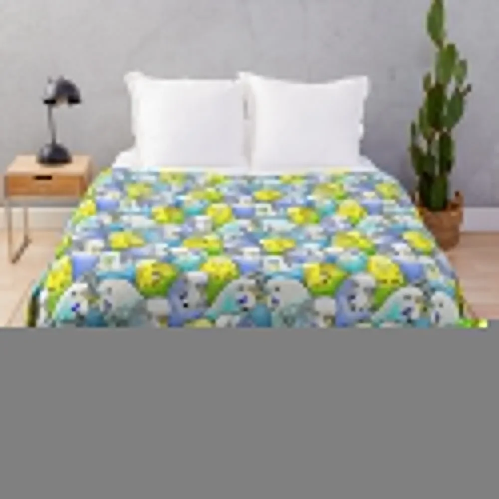 

Colourful Budgies Parakeet Pattern Throw Blanket Summer halloween anime Weighted Blankets