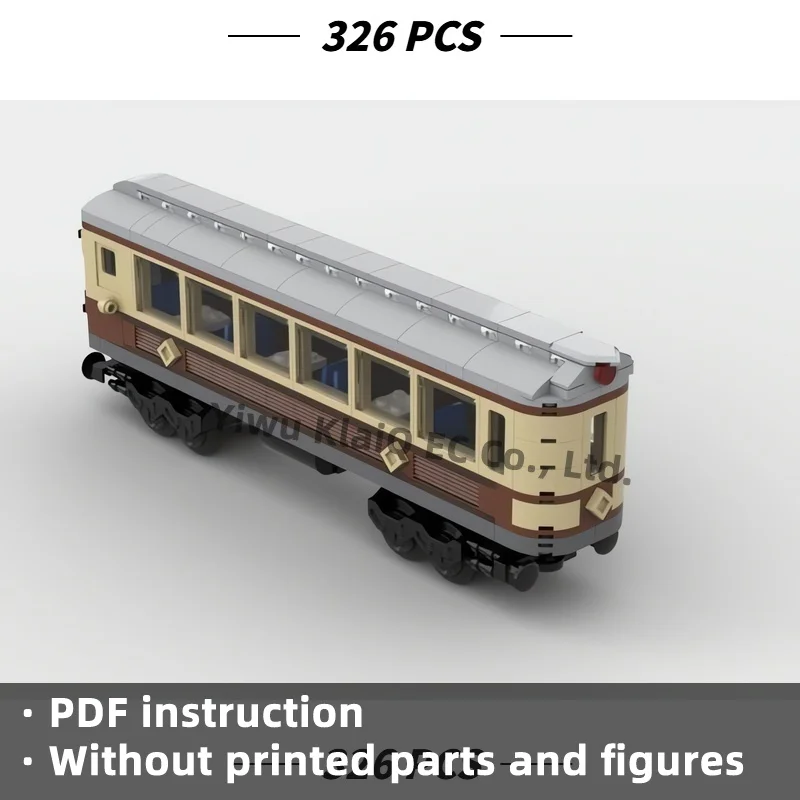MOC Vintage Steam Train Observation Carriage Building Blocks Set 326Pcs, Classic Railway Coach Bricks Adults