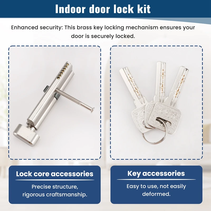 Door Hardware 80Mm Security Copper Door Lock Cylinder Interior Bedroom Living Lock Handle Brass Key Locking