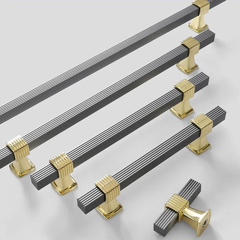 

KK&FING Zinc Alloy Black Gold Furniture Door Handles Kitchen Cabinet Handles Drawer Knobs Wardrobe Door Pulls Furniture Hardware