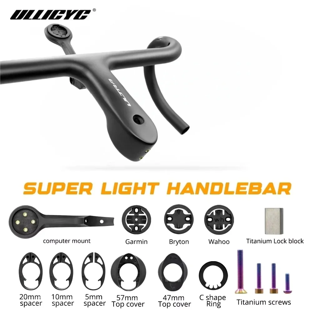 

Руль для шоссейного велосипеда Ullicyc Light 237 г, полностью карбоновый, с внутренней проводкой тросов, интегрированный, 360-440 мм, с креплением для велосипеда