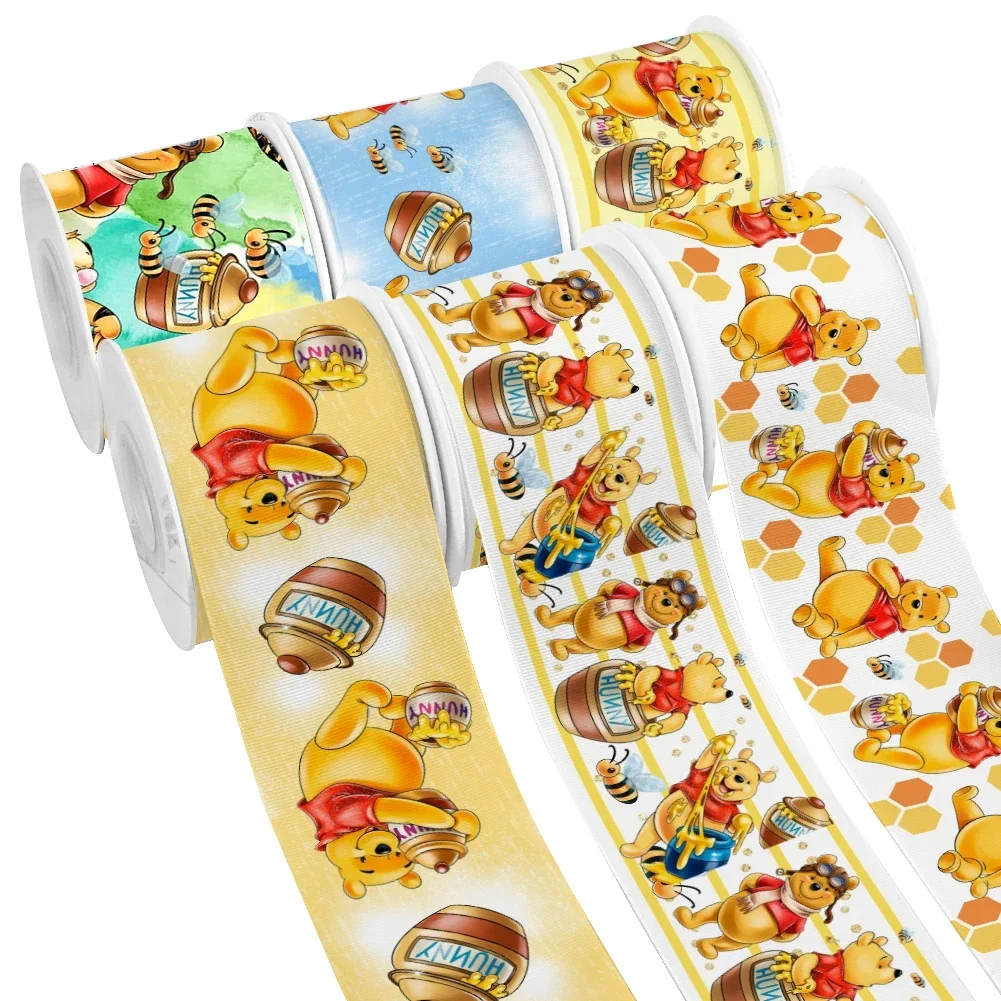 10 Yards Mini Disney Cartoon Winnie the Pooh Ribbon The Little Mermaid Printed Grosgrain Ribbon For Hair Bows