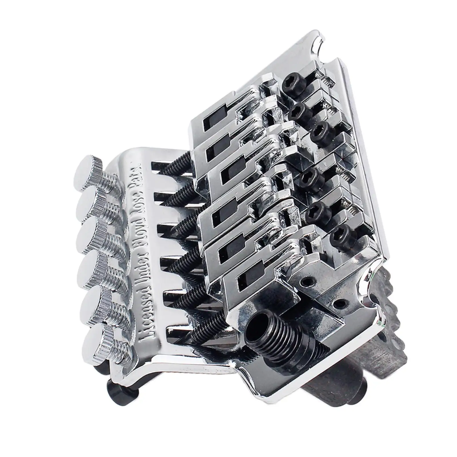 Electric Guitar Bridge Double Tremolo System Chrome Metal Parts with Locking Nut for Enhanced String Tuning