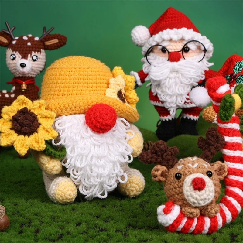 Kits ganchillo navideño para principiantes, iniciador ganchillo DIY con hilo, gancho ganchillo, aguja, marcador