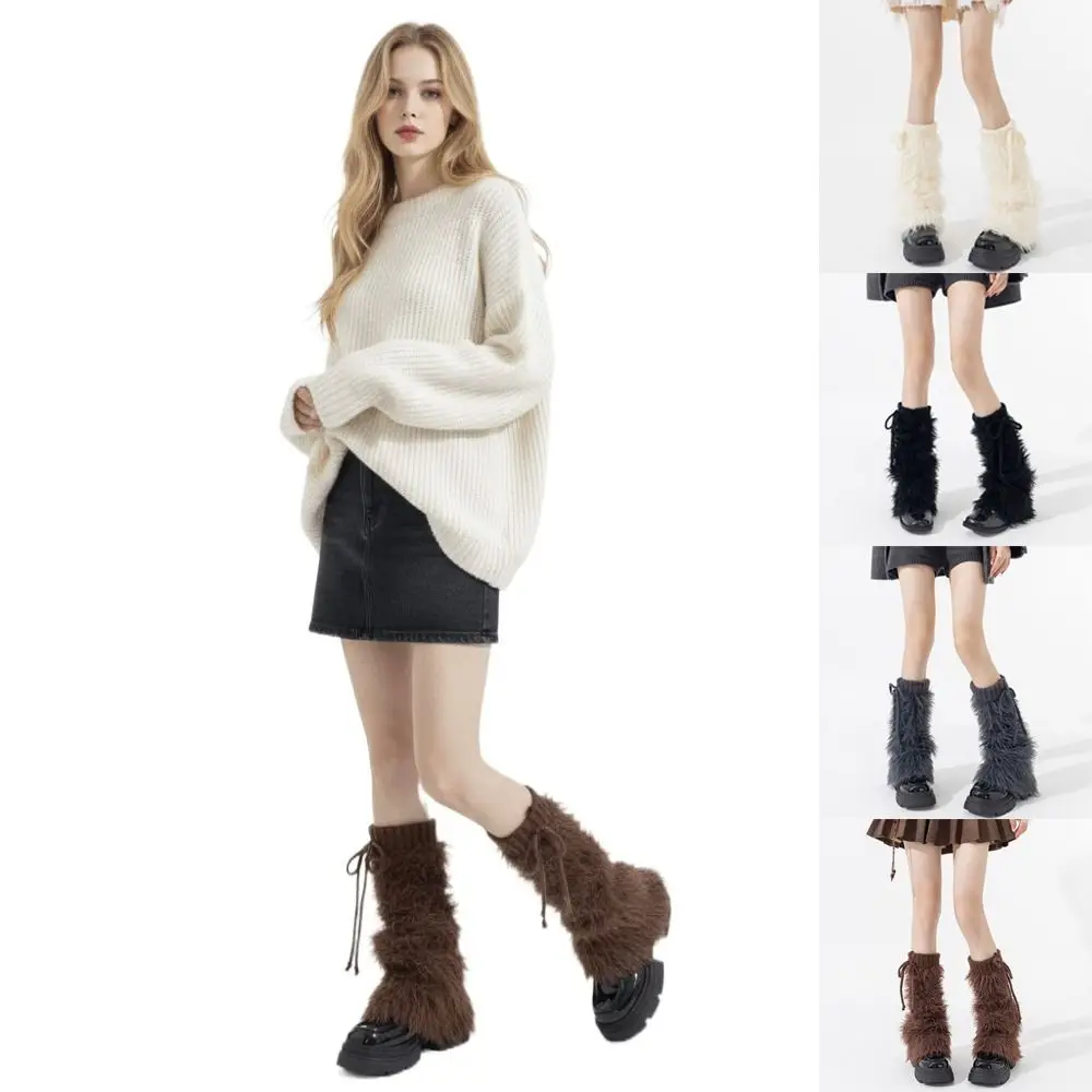 

Cozy versatile Leg Guards Furry Y2K Imitation Mink Leggings Thickened Warm Furry Leg Warmers Winter Season for Women