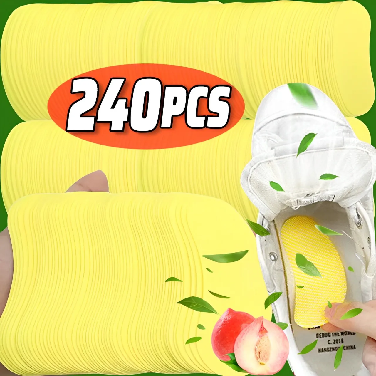 アスリートの足の中敷きステッカー,レモンインソール,抗菌制汗剤,フットケア,制汗剤,靴の消臭剤,パッチ,240個