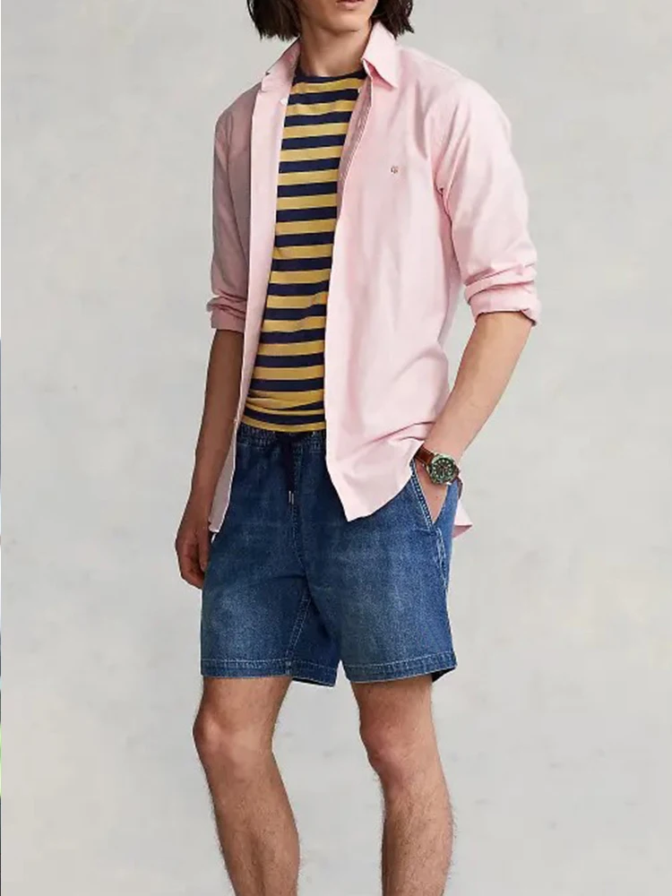 

Американские ретро джинсовые орты Dstring, мужские и женские летние утягивающие брюки пять четвертей, хлопковые свободные джинсы прямого кроя