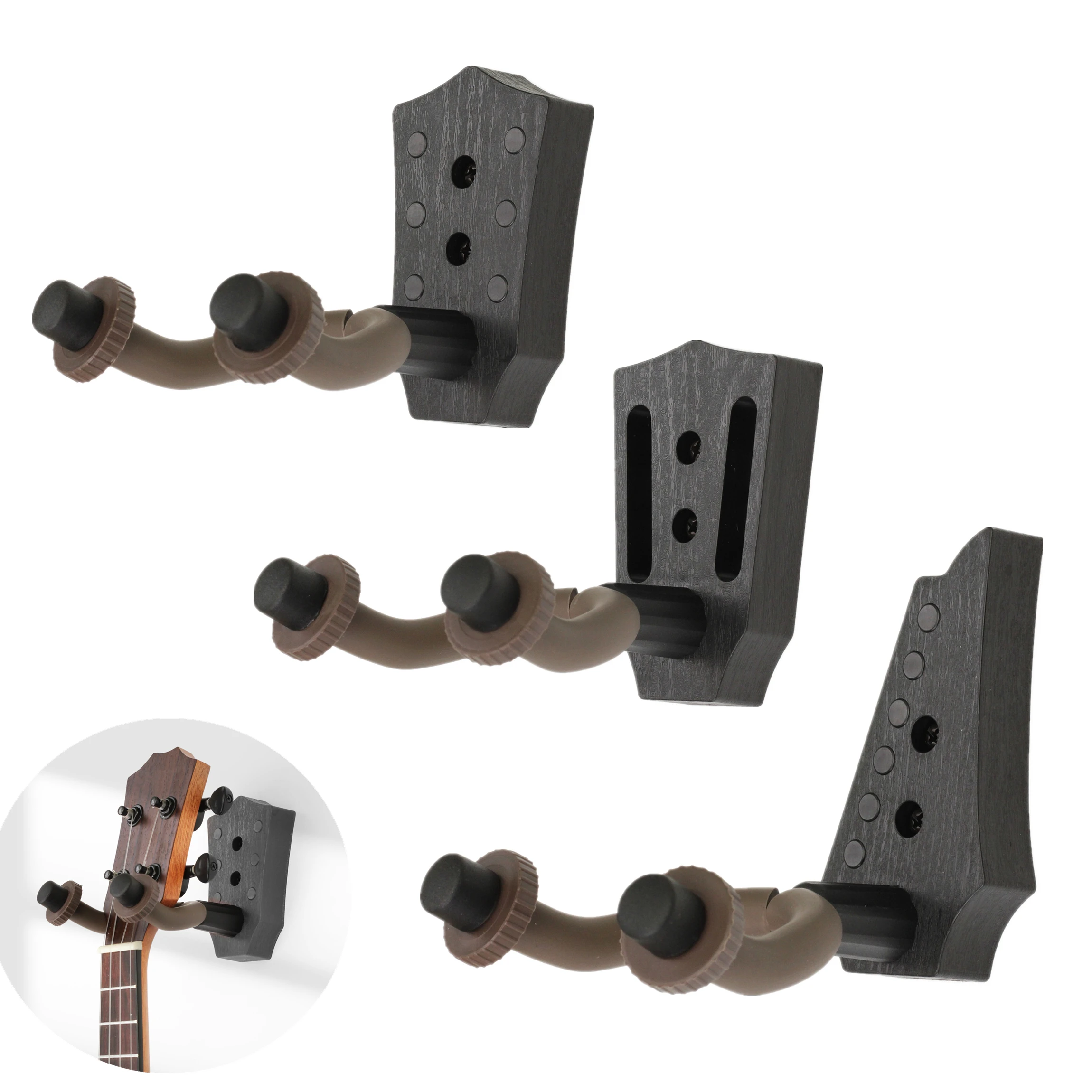 Wall Mount Guitar Hanger Hook Holder Guitar Shape Head ABS Base Imitation of Ebony Guitar Stand