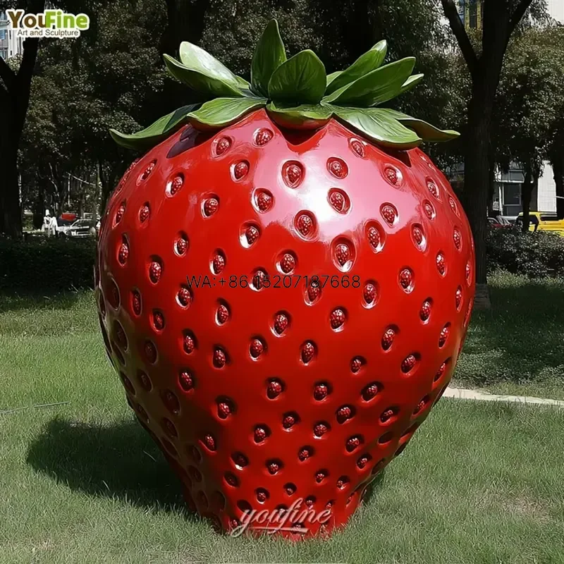 Wmwmnu Outdoor Modern Park Decoration Resin Strawberry Big Fruit Sculpture for Garden Yard Lawn Ornament Statue Art Decor