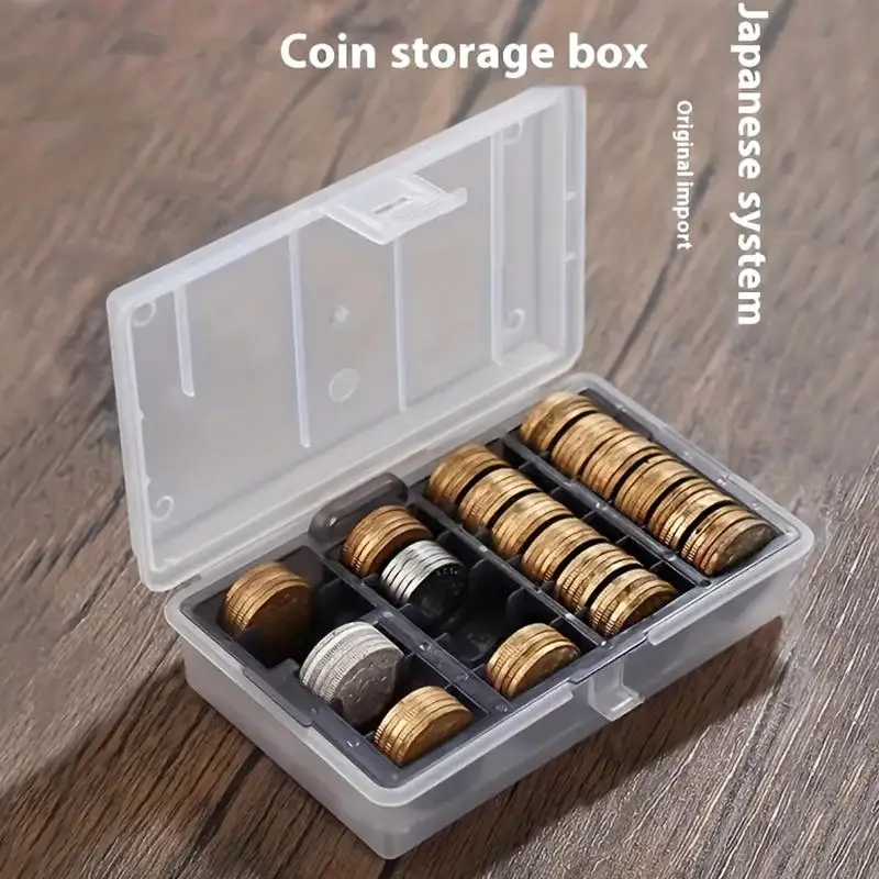 1 x multifunktionale Münzaufbewahrungsbox mit blauem oder schwarzem Innenfach für die Organisation von Sammlermünzen, Zubehör für Zuhause und Büro – Detail 13