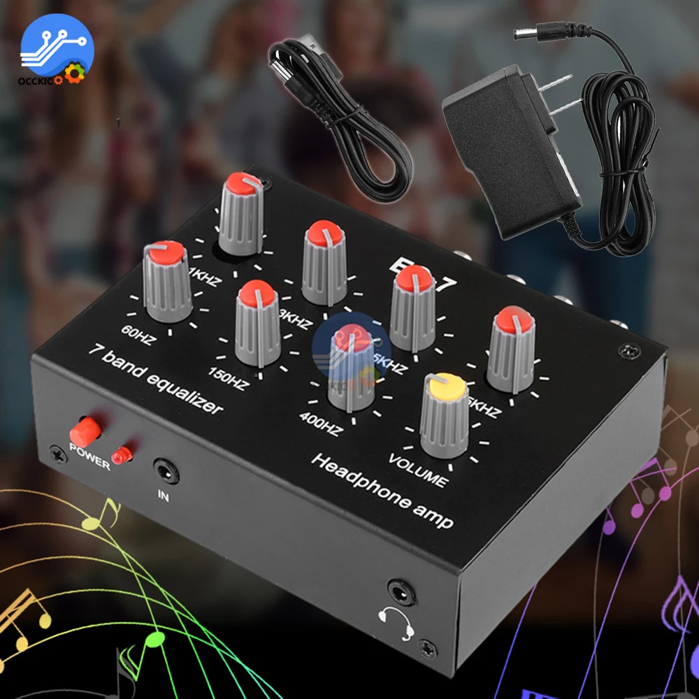 EQ-7 предусилитель аудиосигнала, 7-сегментный эквалайзер, регулировка тона высоких басов, усилитель для наушников для мобильных компьютерных игр