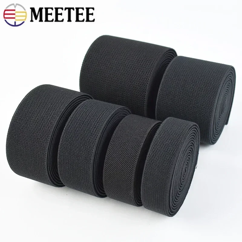 2/5 metros meetee 20-80mm preto elástico bandas de náilon cinta primavera roupas fita de borracha diy cinto costura viés acessório