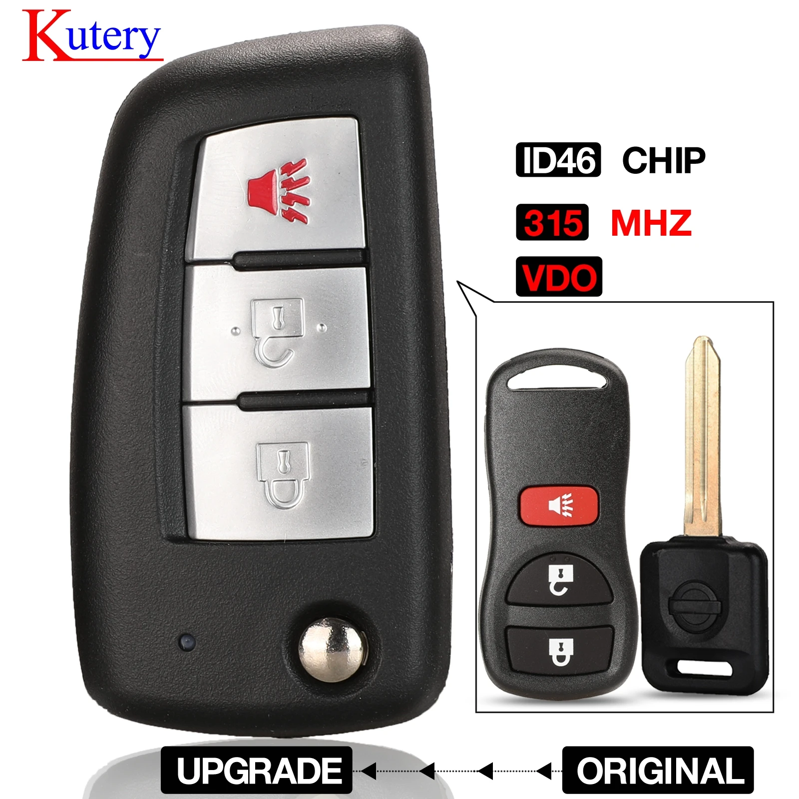 Jingyuqin VDO 3/4 BTN 수정 된 플립 원격 자동차 키 닛산 Qashqai Sunny Sylphy Tiida X-Trail March Sentra 용 새 스타일 315Mhz